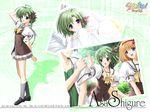  2girls fuyou_kaede green_hair multiple_girls official_art school_uniform shigure_asa shuffle! suzuhira_hiro tsuchimi_rin wallpaper 