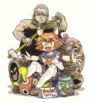  +_+ 1boy 1girl 1other animal_ears annotated blonde_hair blue_sailor_collar blue_skirt blue_trim bracelet brown_shoes closed_mouth collarbone colored_sclera colored_skin commentary_request diogenes_(getting_over_it) dragon_quest english_text evil_smile final_fantasy flower frown gem getting_over_it gloom_(expression) gold_bracelet grin hair_bobbles hair_flower hair_ornament hammer highres holding holding_hammer horse_ears horse_girl hunter_x_hunter in_container in_jar in_pot jar jewelry leggings looking_at_viewer lower_teeth_only magic_pot matikanefukukitaru_(rising_fortune)_(umamusume) matikanefukukitaru_(umamusume) morisshii_(morishiey) muscular muscular_male neckerchief open_mouth orange_hair outstretched_arms partially_shaded_face peeking_out pink_skin pleated_skirt pointy_ears pointy_nose pokemon ponytail pot_of_greed pottery raised_inner_eyebrows red_hair red_neckerchief red_trim sailor_collar sale school_uniform serafuku sharp_teeth shirt shoes short_hair short_sleeves shuckle sign simple_background sitting skirt smile split_mouth swept_bangs teeth turtle umamusume upper_teeth_only urn v-shaped_eyebrows very_short_hair white_background white_leggings white_shirt yellow_flower yellow_sclera yu-gi-oh! 