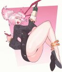  +++ 1girl alcohol amonti_ado_(vtuber) anklet ass black_dress black_shoes bottle bracelet colored_tips commentary commission cup dress drinking_glass english_commentary fingernails floral_print_sleeves from_behind full_body furrowed_brow gold_anklet gold_bracelet gradient_hair hand_up high_heels highres holding holding_bottle holding_cup indie_virtual_youtuber inkerton-kun jewelry long_sleeves looking_at_viewer looking_back microdress multicolored_hair multiple_anklets multiple_bracelets nail_polish open_mouth pearl_hair_ornament pencil_dress pink_hair pinky_out red_nails red_wine second-party_source sharp_teeth shoes short_hair smile solo teeth twintails upper_teeth_only virtual_youtuber white_hair wide_sleeves wine wine_bottle wine_glass yellow_eyes 