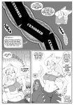 2023 alternative_fashion anthro ashe_(shyguy9) bangs big_butt big_tail bodily_fluids bottomwear bra butt casual_nudity cat_tail censored clothing comic crossed_arms crying dialogue digital_drawing_(artwork) digital_media_(artwork) directional_arrow domestic_cat dragon dragon_tail duo embarrassed emo emo_haircut eyebrows eyelashes fangs felid feline felis female fun_fact gesture goo_creature hair hand_gesture hand_on_hip hi_res huge_butt implied_feces implied_scat internal large_intestines long_hair long_neck looking_at_viewer looking_back mammal midriff misa_(shyguy9) monochrome mythological_creature mythological_scalie mythology navel onomatopoeia open_mouth pants pointing pointing_up scalie screaming shyguy9 smile smiling_at_viewer sound_effects speech_bubble strapless_bra strapless_clothing strapless_underwear striped_body stripes tail talking_to_viewer tears teeth text thick_tail thick_thighs tongue underwear vore wide_hips