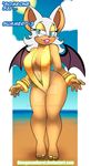  2016 anthro bat big_breasts breasts cleavage clothed clothing distracting_watermark female hi_res mammal omegasunburst rouge_the_bat smile solo sonic_(series) swimsuit watermark 