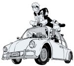  1girl 3boys back-to-back car closed_eyes commentary_request driving facial_mark figure_four_sitting fingerless_gloves forehead_protector gloves greyscale gyogyo_hjj haruno_sakura hatake_kakashi headband indian_style jacket konohagakure_symbol korean_commentary mask monochrome motor_vehicle mouth_mask multiple_boys naruto_(classic) naruto_(series) on_car open-toe_shoes open_mouth sitting team_7_(naruto) uchiha_sasuke uzumaki_naruto whisker_markings 