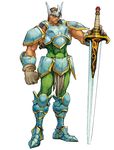  armor armored_boots boots capcom dungeons_&amp;_dragons:_shadow_over_mystara dungeons_and_dragons full_body gloves greatsword huge_weapon male_focus nishimura_kinu official_art pauldrons simple_background solo sword traditional_media weapon white_background 