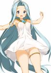  :o ahoge arm_strap armpits ass_visible_through_thighs bare_shoulders blue_eyes blue_hair blush choker dress gem granblue_fantasy kaisen_chuui long_hair looking_at_viewer lyria_(granblue_fantasy) outstretched_arms panties simple_background sleeveless smile solo spread_arms thigh_strap thighs underwear very_long_hair white_background white_dress white_panties 