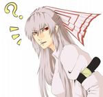  ? arm_belt bow cigarette fujiwara_no_mokou hair_bow hair_ribbon long_hair looking_at_viewer red_eyes ribbon shirt silver_hair simple_background solo touhou versapro very_long_hair white_background 