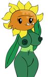  big_breasts breasts eyelashes female flora_fauna flower nipples nude plant plants_vs_zombies primal_sunflower pussy smile solo sunflower unknown_artist 
