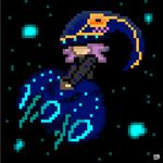  2016 ambiguous_gender anthro bottomless breasts clothed clothing cute digital_media_(artwork) hair hat jellyfish marine pink_hair pixel pixel_(artwork) solo space star tentacles 