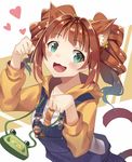  :3 animal_ears cat_ears cat_tail green_eyes hack_waltz idolmaster idolmaster_(classic) open_mouth orange_hair raglan_sleeves solo suspenders tail takatsuki_yayoi twintails 