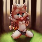  2016 anthro armpits balls blue_eyes clothing cum digital_media_(artwork) erection fur furfit hair league_of_legends looking_at_viewer male nipples nude nue panties penis smile solo teeth tongue underwear video_games white_fur yordle 