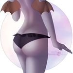  2016 anthro bat butt clothed clothing cute digital_media_(artwork) ellise_the_bat female frilly fur grey_fur lingerie mammal membranous_wings miniskirt panties simple_background skirt solo standing topless underwear whiteweasel wings 