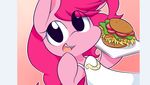  clothed clothing dshou equine female food friendship_is_magic hair happy horse mammal my_little_pony open_mouth pink_hair pinkie_pie_(mlp) smile solo teeth tongue 
