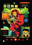  absurdres alien astronaut beard_stubble bianca_lattei commentary facial_hair galaxy highres in_orbit logo messy_hair nasa nasa_logo project_hail_mary rocket_ship rocky_(project_hail_mary) ryland_grace spacecraft spacesuit stubble 