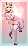  anthro bovine breasts cattle clothed clothing female horn kaitycuddle looking_at_viewer ludwig_bullworth_jackson maid_uniform mammal simple_background smile solo stethoscope uniform 