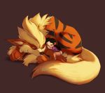  ambiguous_gender arcanine child diaper duo eyes_closed feral human mammal nintendo pampd paws pok&eacute;mon pok&eacute;mon_(species) simple_background sleeping video_games watermark young 