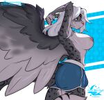  2026 anthro areola biped breasts bulge butt claws clothed clothed_anthro clothed_gynomorph clothed_intersex clothing countershade_torso countershading digital_drawing_(artwork) digital_media_(artwork) feathers felid fingers fleet-foot fur gynomorph hair intersex looking_at_viewer mammal nipples pantherine partially_clothed partially_clothed_anthro partially_clothed_gynomorph partially_clothed_intersex rear_view smile snow_leopard solo spots standing tail topless topless_anthro topless_gynomorph topless_intersex wings 