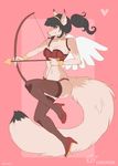  &lt;3 anthro bow_(weapon) bra breasts canine clothing female footwear high_heels hybrid kaitycuddle legwear lingerie looking_at_viewer mammal panties ranged_weapon simple_background smile solo stockings thigh_highs underwear weapon wings 