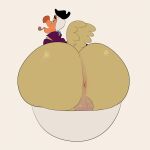1:1 anus balls butt dodo_(alice_in_wonderland) feathers genitals half_naked hi_res looking_back male scottdeer sitting tail