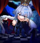  1girl absurdres bare_shoulders blue_hair blurry blurry_background bright_pupils cerydra_(honkai:_star_rail) commentary_request crown detached_sleeves hair_intakes highres honkai:_star_rail honkai_(series) looking_at_viewer piennoemozi smile solo upper_body white_pupils 
