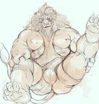  anthro bulge feline iceman1984 lion male mammal muscular nipples sketch solo 