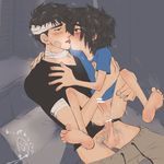  age_difference anal ass bandage barefoot bed big_hero_6 black_hair blush bottomless brothers erection family feet hiro_hamada incest kiss lifting penetration penis pillow sex siblings sitting size_difference tadashi_hamada testicles toes tongue yaoi 