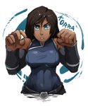  avatar_(series) blue_eyes breasts brown_hair dark_skin korra large_breasts sleeveless solo the_legend_of_korra upper_body whistle_frog 