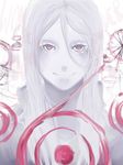  albino colored_eyelashes deadman_wonderland iko_(grinteexgreentea) long_hair pale_skin red_eyes shiro_(deadman_wonderland) silver_hair solo white_hair 