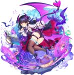  1girl artist_request bat_(animal) bat_wings black_bow black_cloak black_hair black_shoes black_shorts book bow brown_thighhighs cloak clothing_cutout collar frilled_sleeves frills from_side green_thighhighs hair_bow highres horns long_hair magic_circle monster_musume_td multicolored_shoes multicolored_thighhighs official_art overall_shorts overalls pointy_ears purple_bow purple_shoes purple_tail purple_wings red_cloak shirt shoes shorts side_cutout solo tail tail_bow tail_ornament tantalum_(monmusu_td) thighhighs thighs two-sided_cloak two-sided_fabric two-tone_shoes two-tone_thighhighs white_collar white_shirt white_sleeves wings yellow_eyes 