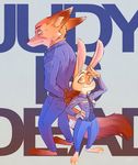  2016 black_nose canine clothed clothing cream_fur disney duo english_text female fox fur green_eyes july_hopps_(mistermead) lagomorph male mammal mistermead nick_wilde pink_nose rabbit red_fur text uniform yellow_eyes zootopia 