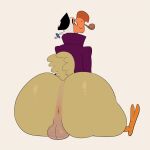 1:1 anus balls butt dodo_(alice_in_wonderland) feathers genitals half_naked hi_res looking_back male scottdeer sitting tail