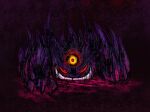  1other beezyloove claws colored_sclera dark_background evil_smile gengar ghost glowing glowing_eyes mega_gengar mega_pokemon pokemon pokemon_(creature) pokemon_focus red_sclera smile solo third_eye wide_mouth yellow_eyes 