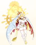  1girl blonde_hair breasts cape commentary_request corset crown drill_hair fur-trimmed_cape fur-trimmed_veil fur_trim gold_crown highres holy_mami juliet_sleeves kogaku_kazuya large_breasts long_hair long_sleeves magia_record:_mahou_shoujo_madoka_magica_gaiden magical_girl mahou_shoujo_madoka_magica mahou_shoujo_madoka_magica_(anime) mahou_shoujo_madoka_magica_magia_exedra puffy_sleeves ribbon skirt smile solo striped_clothes thighhighs tomoe_mami twin_drills two-sided_veil vertical-striped_clothes white_corset yellow_eyes 