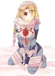  bandages blonde_hair breasts gloves hat juri_(akr) long_hair looking_at_viewer mask medium_breasts pointy_ears sheik solo surcoat the_legend_of_zelda the_legend_of_zelda:_ocarina_of_time 