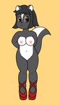  anthro breasts clothing cute footwear high_heels invalid_tag kagenekosama mammal nipples nude skunk 
