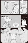  benjamin_clawhauser comic dialogue disney fanfic_art judy_hopps mistermead monochrome nick_wilde zootopia 