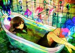  animal barefoot bath bathtub fish noricopo_(nori0w0) original seifuku 