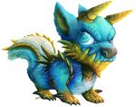  ambiguous_gender blue_fur capcom chibi chibity claws cyan_eyes electricity fanged_wyvern feral fur horn mammal monster_hunter quadruped simple_background solo spikes video_games white_background zinogre 