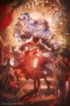  1girl artist_request bad_source bang_dream! bang_dream!_it's_mygo!!!!! blue_hair bow box cage candle candlestand chandelier chinese_commentary christmas_tree closed_mouth commentary_request copyright_notice corset curtains doll floating_hair frilled_sleeves frills full_body gift gift_box hair_bow hair_ribbon high-waist_skirt high_heels highres holding indoors long_hair long_sleeves looking_at_viewer official_alternate_costume official_art on_stairs picture_frame red_shoes red_skirt ribbon second-party_source shoes sidelocks skirt solo standing tassel togawa_sakiko togawa_sakiko's_doll two_side_up wide_sleeves yellow_eyes 