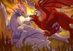  2026 claws digital_drawing_(artwork) digital_media_(artwork) dragon duo erection feet female feral feral_on_feral genitals hi_res horn male male/female mythological_creature mythological_scalie mythology penis scalie smile tail teeth tenebscuro toes tongue vulva wings 