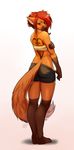  anthro canine clothed clothing female kaitycuddle looking_at_viewer looking_back mammal simple_background solo standing white_background 