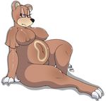  2016 anthro bear blush breasts brown_fur claws female fur kingbeast mammal nintendo nude pok&eacute;mon simple_background slightly_chubby solo ursaring video_games white_background 