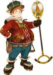  atelier_(series) atelier_sophie boots fat fat_man full_body gloves hat jewelry male_focus necklace noco_(adamas) official_art orange_hair oskar_behlmer scarf shovel simple_background solo white_background 