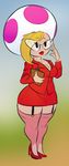  blonde_hair breasts cleavage clothed clothing eigaka eyewear female footwear glasses hair high_heels jolene mario_bros nintendo not_furry paper_mario solo thick_thighs toad_(mario) video_games wide_hips 