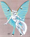  1995 anthro arthropod breasts butterfly canine female fox hybrid insect mammal solo terrie_smith wings yellow_eyes 