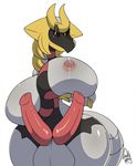  anthro balls big_breasts breasts dickgirl giratina intersex kingbeast legendary_pok&eacute;mon looking_at_viewer nintendo penis pok&eacute;mon simple_background smile solo video_games white_background 