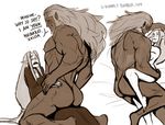 blush butt clothed clothing cuddling dialogue digital_media_(artwork) duo female flirting ganondorf hair human male mammal nintendo nude open_mouth simple_background the_legend_of_zelda video_games white_background 