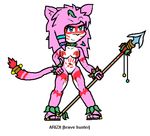  aeris_(vg_cats) breasts cat clothing feline footwear fur hunter mammal nude pink_fur pussy sandals tribal vg_cats warrior 