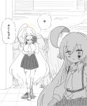  6+girls absurdres ahoge bandaid bandaid_on_leg blood blood_on_face blue_archive breasts bruise chachacha_(champon_ken) closed_eyes commentary_request greyscale halo highres holster hoshino_(blue_archive) injury jujutsu_kaisen large_breasts meme monochrome multiple_girls necktie parody redrawn scene_reference school_uniform speech_bubble spot_color stitches surprised translated waving yellow_halo yo_satoru_it's_been_a_while_(meme) yume_(blue_archive) 