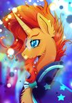  2016 blue_eyes clothing equine eyewear facial_hair friendship_is_magic glasses hair horn male mammal my_little_pony orange_hair rariedash solo sunburst_(mlp) unicorn 