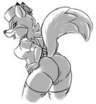  anthro anus big_butt bottomless breasts butt canine clothed clothing female fox greyscale hands_on_hips hat johnny_bravo_(series) legwear lipstick mammal monochrome nurse nurse_fox pussy solo stockings unknown_artist 