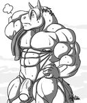  abs animal_genitalia anthro balls bdsm belly biceps big_biceps big_penis blush bottomless clothed clothing cumulus_(character) deadanthro equine flexing front_view hair half-erect hand_on_hip hi_res horse huge_penis humanoid_penis hyper hyper_muscles male mammal manly mature_male muscular muscular_male nipples nude partially_retracted_foreskin pecs penis pose simple_background solo standing sweat thick_penis topless towel uncut vein veiny_penis wolfthings 